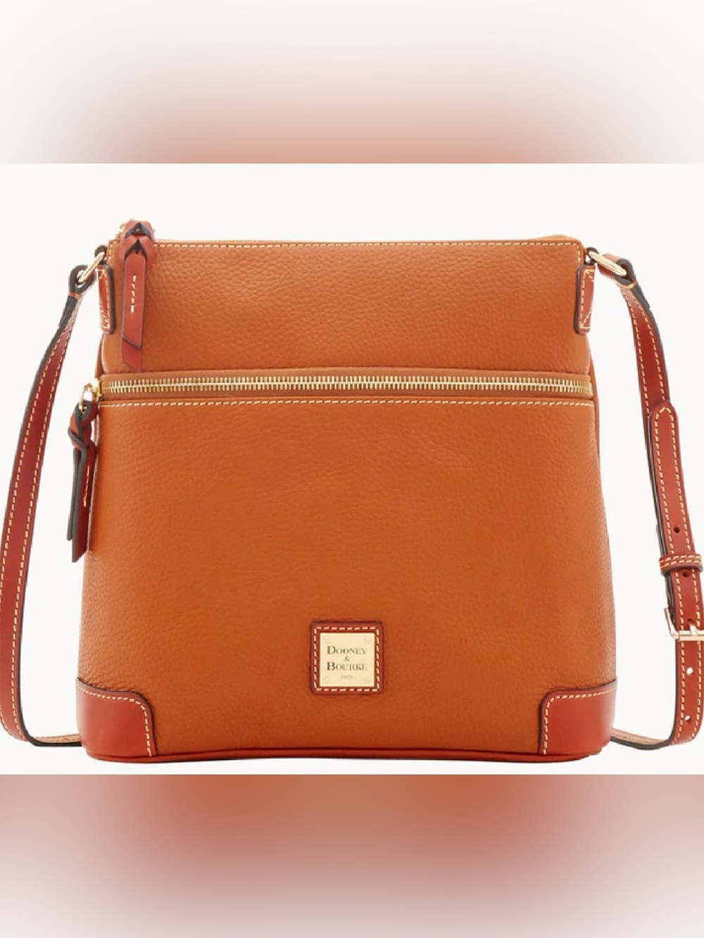Dooney & Bourke Red-Lined Leather Crossbody with Tan Trim
